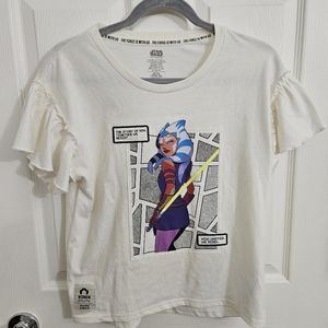 Disney Star Wars Ahsoka Ruffle Sleeve Tee Size Girls 14
